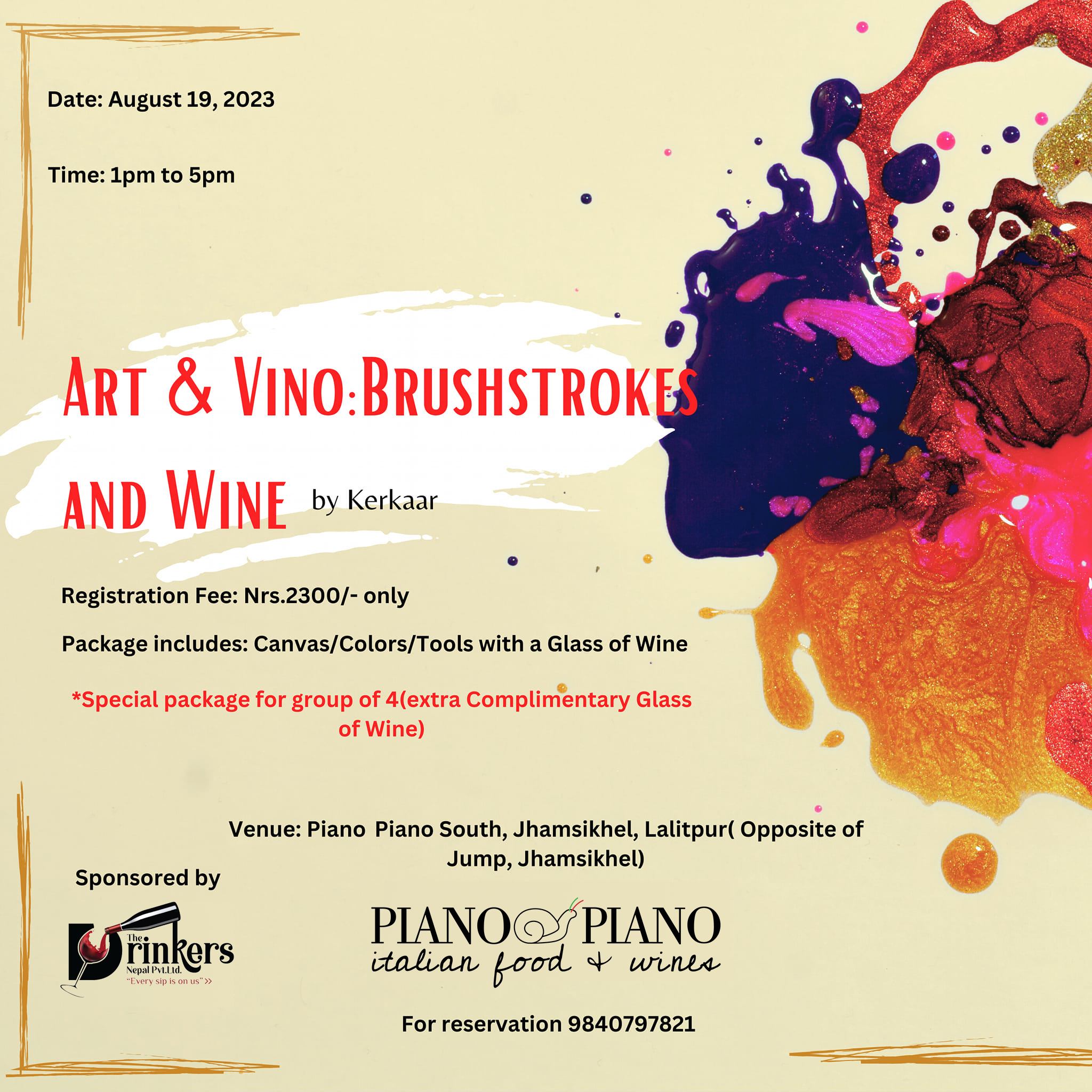 Poster of Art & Vino Brushstrokes and Wine.